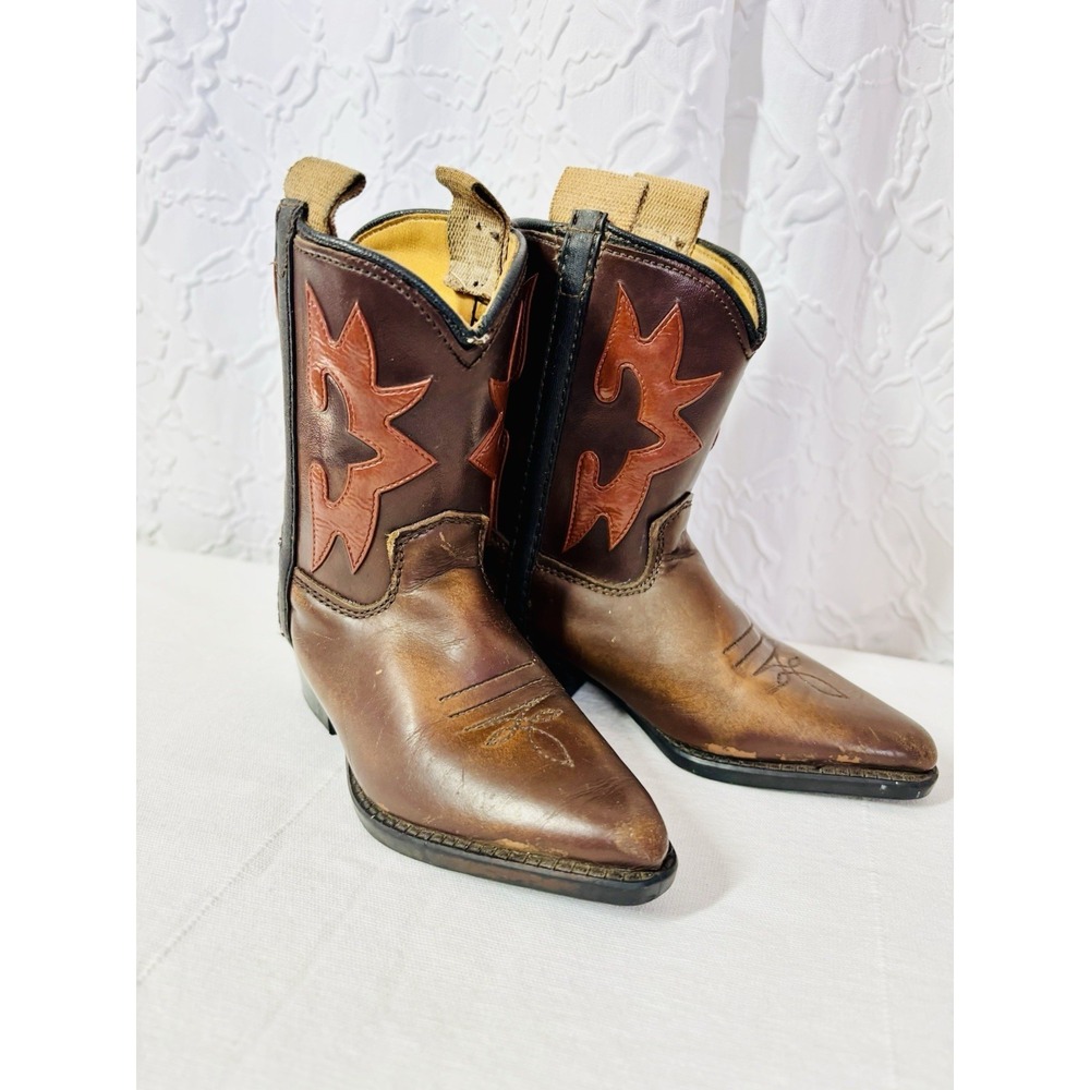 Vintage Kids Leather Cowboy Boots, Size 6 - Picture 4 of 9
